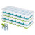 BOHAIPAN Ice Cube Tray, 4 Pack Silicone Ice Tray, 14 Ice Cube Molds with Lids, Stackable Ice Cube Molds for Chilling Drinks, Whiskeys, Cocktails (2Blue + 2Green)