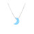 BELUCKIN Tiny Crescent Moon Opal Necklace Created Opal Necklaces for Women (Light Blue)