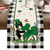 DLZDN St. Patrick's Day Cat Table Runner Shamrock Table Runner Rustic Buffalo Plaid Seasonal Holiday Home Kitchen Dining Table Home Party Decor 13x72 Inch