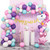 Amandir 108Pcs Unicorn Balloons Garland Arch Kit ,Purple Pink Confetti Unicorn Balloons Birthday Party Supplies with Happy Birthday Banner for Baby Shower Unicorn Birthday Party Decorations for Girls