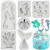 MYPRACS Marine Theme Fondant Silicone Mold Mermaid Tail Molds Seashell Seaweed Seahorse Sea Turtle Silicone Baking Mold For Cake Decorating Cupcake Topper Gum Paste Polymer Clay Set Of 6