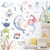Under The Sea Seaweed Wall Decals Sea Turtles Wall Stickers Ocean Grass Jellyfish Fish Removable Vinyl Wall Sticker for Kids Baby Bedroom Bathroom Living Room Wall Decor (Mermaids)