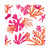 Caspari Matisse Luncheon Napkins in Coral & Orange - 20 Per Package