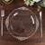 TABLECLOTHSFACTORY 10 Pack | Clear/Silver Baroque 10" Round Plastic Dinner Plates, Disposable Tableware with Leaf Embossed Gold Rim