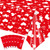 mzfoo 6 Piece 108 Inch X 54 Inch Valentines Day Vinyl Tablecloth Hearts Tablecloth Red Love Rectangular Table Cover Valentines Day Disposable for Kitchen Dinning Table