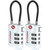 TSA Approved Cable Luggage Locks, Re-settable Combination with Alloy Body(White 2 Locks)