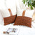 howdy textile Set of 2 Brown Throw Pillow Covers Faux Leather Square Cushion Cover Linen Patchwork Pillow Cases Home Decoration for Couch Sofa Bedroom Chair 18 x 18 Inch