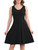 Melynnco Women Sleeveless V Neck Tank Summer Dress Casual Beach Fit and Flare Mini Short Sun Dresses Ribbed Black Small