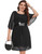 PYL Women's Plus Size Chiffon Overlay Dress, Elegant Ruffle Cape Sleeve Evening Party Cocktail Bodycon Black