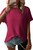 Dokotoo Womens Summer Tops Crew Neck Waffle Knit Short Sleeve Tunic Off Shoulder Pullover Tops Casual Loose Fit Work Blouses T Shirts for Women 2024 Fashion Burgundy Red S