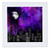 3dRose Modern Purple and Blue Image of Watercolor City Skyline at... - Quilt Squares (qs_352759_7)