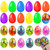 Prefilled Easter Eggs, 3.15" Plastic Filled Easter Egg Filler with Squishy Egg Toys Inside, Easter Basket Stuffer for Toddlers Kid Adults Girl Boy, Easter Egg Stress Balls Hunt, Easter Party Favors