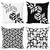 Ambesonne Modern Throw Pillow Cushion Case Pack of 4, Geometric Leaves Branches Pattern with Retro Style Circle Squares Print, Modern Accent Double-Sided Digital Printing, 16", Black Pale Grey White