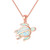 CiNily White Opal Necklace Turtle Pendant Necklace for Women Girls 14K Rose Gold Plated Sea Animal Pendant Ocean Necklace