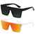 LYZOIT Square Oversized Sunglasses for Women Men Big Flat Top Shield UV Protection Rimless Shades Mirrored Orange Sun glasses