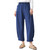 Bblulu Women's Drawstring Waist Summer Pants Cotton Linen Wide Leg Long Pants Summer Loose Comfy Capri Crop Pants Blue