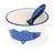 Boston International Ceramic Bowl and Stainless Steel Spreader, 4.75 x 2.75-Inches, Striper Blue