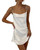 Seyumixi Women Sexy Sleeveless Spaghetti Strap Mini Dress Satin Backless Slim Fit Mini Dress Low Cut Party Dress(02-White,S)
