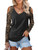 Amoretu Womens V Neck Shirts Casual Long Sleeve Tops Tee Blouses, Brown Zebra M