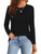 Elesomo Women Long Sleeve Shirts Casual Fitted Crew Neck Cotton Tee Tops, Black XXL Elesomo Women Long Sleeve Shirts Casual Fitted Crew Neck Cotton Tee Tops, Black XXL