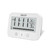 Digital Timer and Clock, Waterproof Wall Hanging Clock for Shower, Large Display Bathroom Clock with Temperature Humidity, Battery Operated Visual Standing Countdown Kitchen Timer, Touch LCD (White)