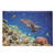 Lunarable Ocean Cutting Board, Tropical Sea Turtle Swimming in Sea Maldives Image, Decorative Tempered Glass Cutting and Serving Board, Large Size, Ocean Blue