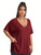 SOLY HUX Women's Plus Size V Neck Short Sleeve Tee Split Hem Waffle Knit Oversized Casual Loose Summer Basic T Shirt Tops Plain Red 4XL
