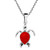 AeraVida Trendy Casual Sea Turtle Reconstructed Red Coral Unisex .925 Sterling Silver Pendant Necklace