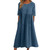Formal Dresses for Women Evening Party 2023 Women Cotton Linen Dress Short Sleeve Crewneck Pocket Dress Casual Dresses Dark Blue