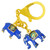 Feng Shui Blue Elephant & Rhinoceros Guarding Wealth Amulet Keychain