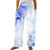 Bblulu Boho Pants for Women Summer Linen Blend Lightweight Pants Elastic Waist Solid Loose Wide Leg Pants with Pockets Blue