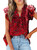 SHEWIN Blouses for Women Dressy Casual V Neck Ruffle Sleeve Cute Tops for Women Trendy Summer Outfits Red Small