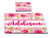 Pink Floral Modern Stripe 2 piece Personalized Desk Set with Rubber Coaster & Mouse Pad