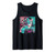 House DJ Cat 80s 90s Kitten Sunset Rainbow DJ Cat Kitty Tank Top