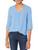 Amazon Essentials Women's 3/4 Sleeve Button Popover Shirt, French Blue, X-Large