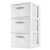 3-Drawer Wide Weave Design Storage Tower, White Frame & Drawers w/Driftwood Handles, Brown, Case of 1 (White)