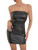 SweatyRocks Women's Pu Leather Strapless Tube Dress Sleeveless Bodycon Mini Party Dresses Black S
