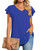 TAOHUADAO Womens 2024 Plus Size Summer Casual Dressy Shirts V Neck Ruffle Short Sleeve Chiffon Tops Loose Comfy Blouse 2X-Large, Royal Blue