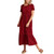 Women's Summer Casual Short Sleeve Crew Neck Dress Casual Swing Sundress Flowy Tiered Maxi Beach Dress with Pockets (Red, L)