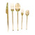 LSEAMILD 5PCs Tableware Golden Western Food Knife and Fork Spoon Kit Dessert Spoon