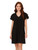 Adrianna Papell Women's V Neck Double Flutter Sleeve Dress Black