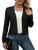 AAMILIFE Women Long Sleeve Cropped Knit Sweater Cardigans Open Front Bolero Shrug Black L