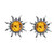Ian and Valeri Co. Amber Sterling Silver Flaming Sun Stud Earrings