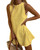 Yuemengxuan Women Casual Tank Dress Sleeveless Mock Neck Back Zipper Linen Summer Dress Scallop Halter Dress Sundress Beachwear (Yellow, M)