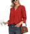 VIISHOW Womens Tops and?Blouses 3/4 Sleeve Loose Shirt Chiffon V Neck Tunic Tops Flower Wine Red Medium