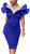 GOBLES Women's Sexy V Neck Ruffle Shoulder Bodycon Club Sleeveless Party Cocktail Midi Dress Royal Blue