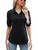 Women's Polo Shirts V Neck Short Sleeve Collared Business Blouse Loose Casual Tunics Tee Tops Black M