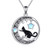 LUHE Cat Necklace for Women Sterling Silver Black Cat Pendant Necklace Moonstone Jewelry Cat Gifts for Girls