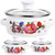 Zerodeko Enamel Stockpot with Lid, 3pcs Retro Flower Stew Soup Pot Stew Bean Cooking Pots Vintage Pasta Noodle Pot with Dural Handle for Induction Cookers Gas Stove