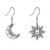 Sun and Moon Dangle Earrings for Women Girls Sterling Silver Crescent Moon Boho Wiccan Jewelry Gift